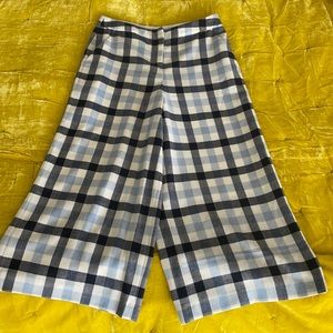 Boden tweed plaid cropped wide leg pants